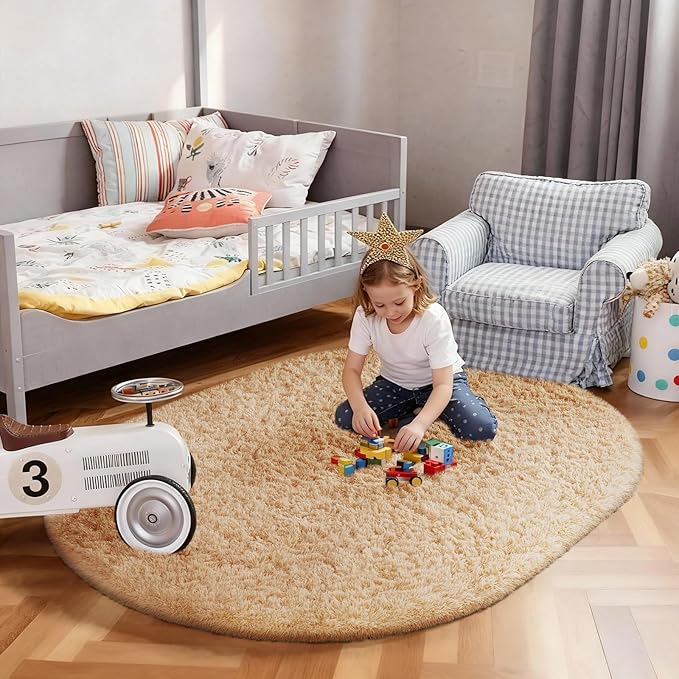 Ophanie 3x5 Oval Rug, Bedside Preppy Dorm Area Rug, College Essentials Non Slip - Image 3