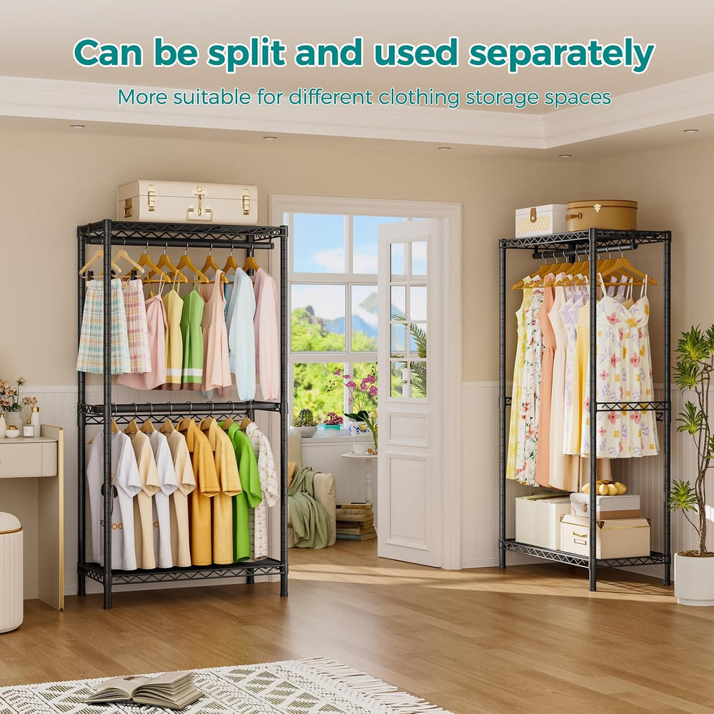 Heavy Duty Portable Closet Metal Clothes Racks Wardrobe with Shelf