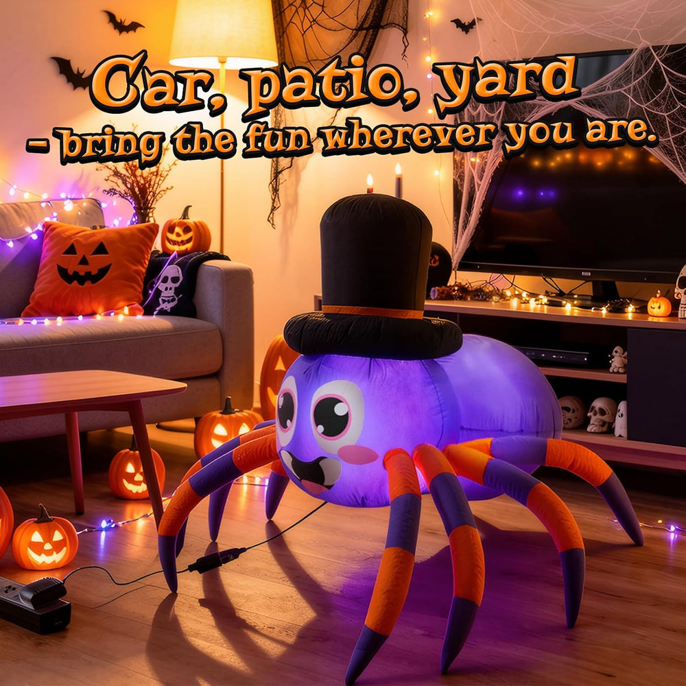 Halloween Trunk or Treat Car Decorations Kit Inflatable Spider with LEDs