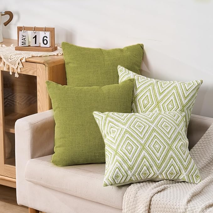 HPUK Decorative Throw Pillow Covers Set of 4 Geometric Design Linen Cushion - Image 5