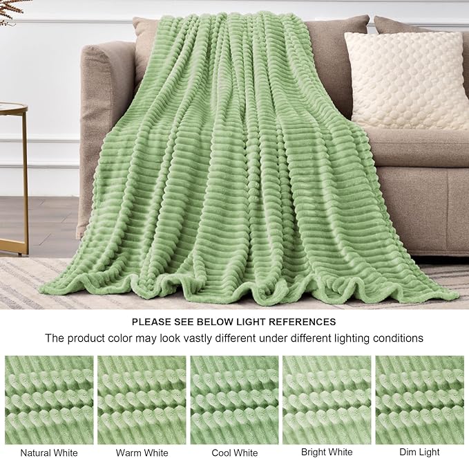 BEDELITE Fleece Blanket Twin Size – 3D Ribbed Jacquard Soft and Warm Decorative - Image 6