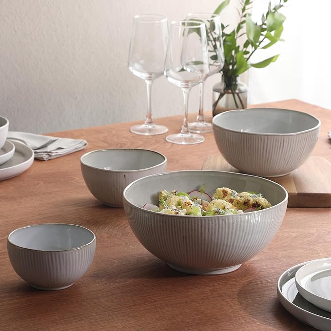 Gibson Elite Sandy Pines 4 Piece Nesting Bowl Set, 7” & 9” Round Stoneware Bowls - Image 2