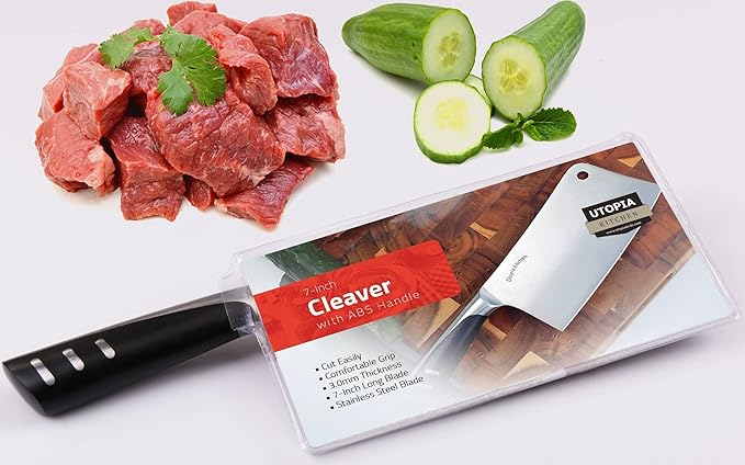 Utopia Kitchen 7 inch Cleaver Knife Stainless Steel Chef Butcher Knives - Image 6
