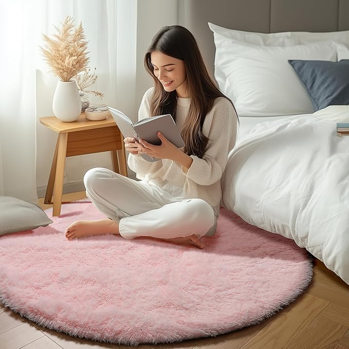 ONASAR Light Pink Round Area Rugs 4ft - Image 5