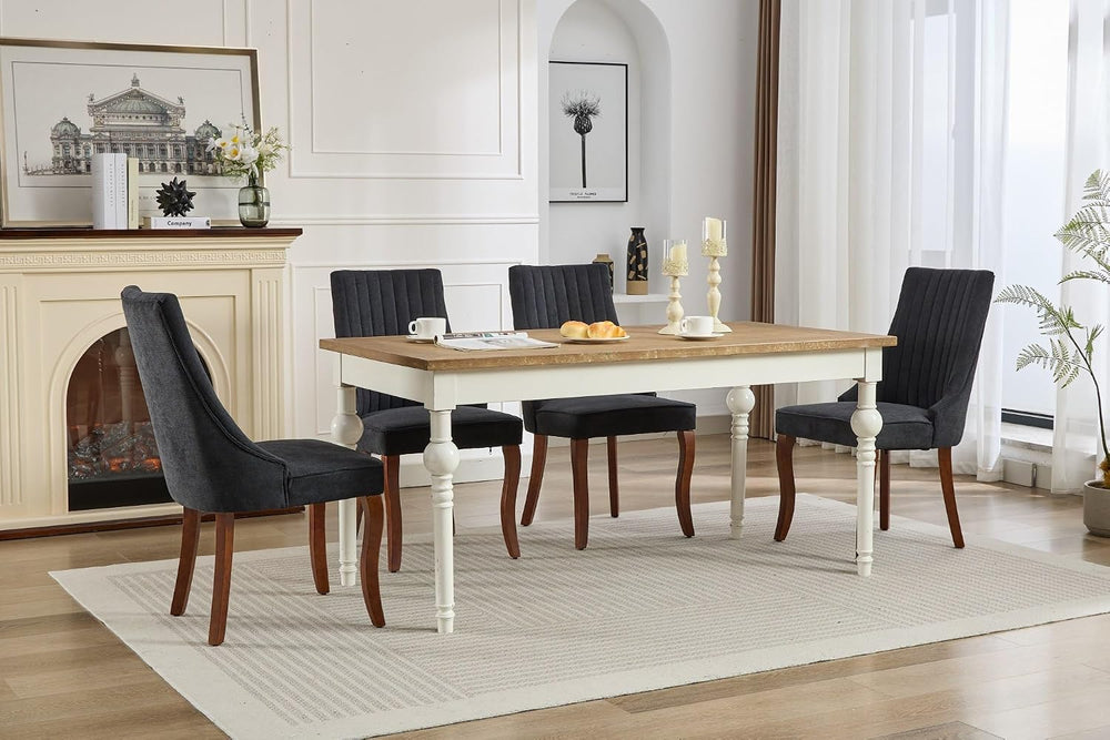 LKTART Upholstered Dining Chairs Set of 2, Solid Wood Kitchen Dining Room Cha...