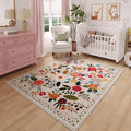 Rugcomf Area Rug 4x6 Rug Washable Boho Rugs Non Slip Low Pile Floral Small by Rugcomf