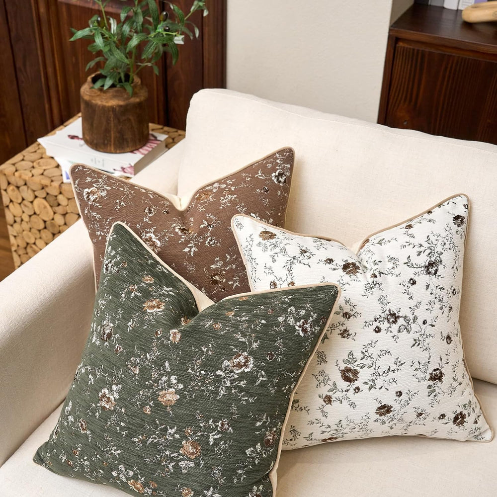 Pack of 2 Vintage Floral Throw Pillow Covers 20 x 20 Inch, Farmhouse Cushion ...