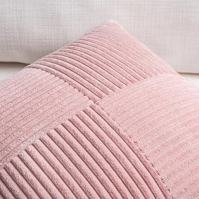 Fancy Homi 2 Packs Blush Pink Lumbar Decorative Throw Pillow Covers 20x28 Inch - Image 3