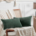 Fancy Homi Set of 2 Dark Green Long Lumbar Decorative Throw Pillow Covers 14x24 by Fancy+Homi