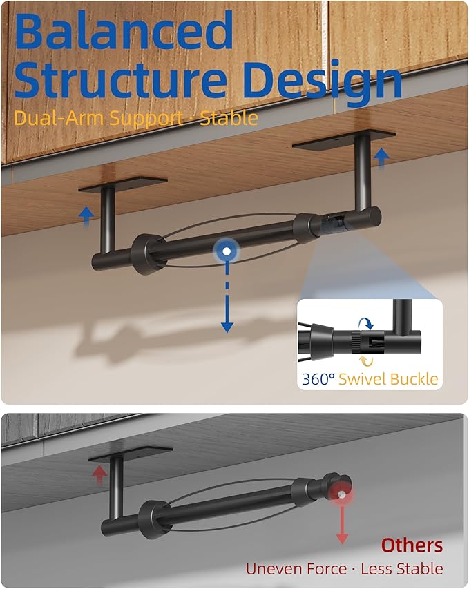 RUACQ Paper Towel Holder Under Cabinet, One Hand Tearing Paper Towel Holder - Image 3