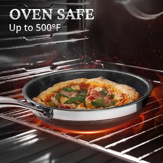 KOKHUB 12" Titanium Ceramic Nonstick Frying Pan, Non-Toxic Tri-Ply Stainless - Image 8