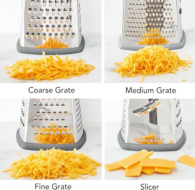 Tovolo Box Grater 4 Sided Large Stainless Steel Cheese Grater - Image 4
