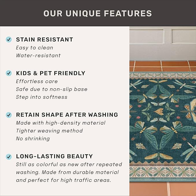 Vintage Teal Area Rugs for Living Room 6x8 - Image 7