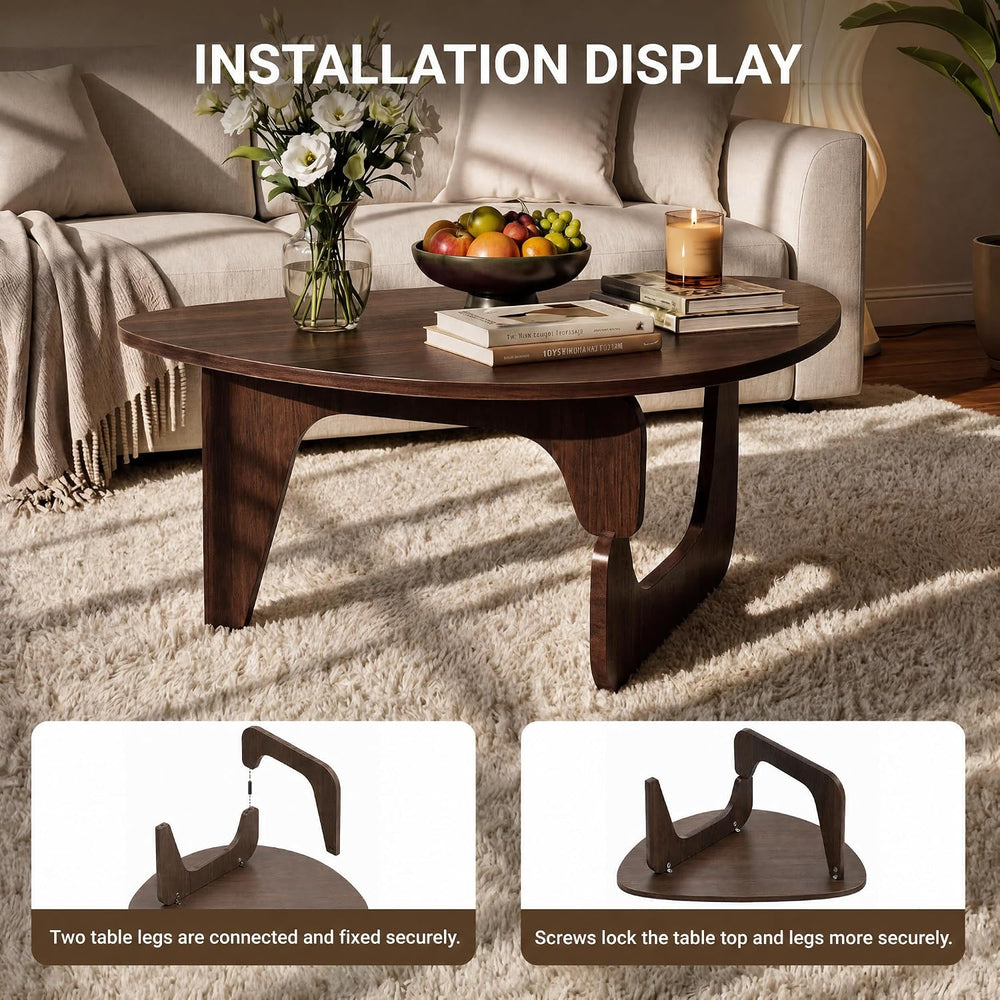 Seang Walnut Coffee Table, Mid Century Modern Center Table for Living Room