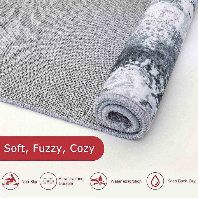 KOZYFLY Modern Abstract Area Rug 8x10 Gray Washable Large Living Room Thin Rugs - Image 6