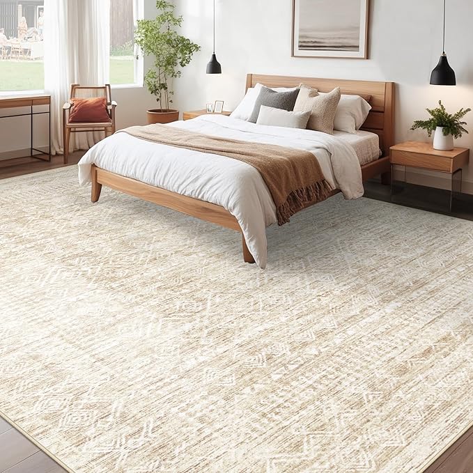 Living Room Rugs 10x14: Washable Moroccan Geometric Boho Rug Farmhouse Non Slip - Image 2