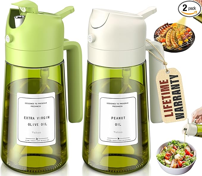 Vakoo Oil Sprayer for Cooking, 2 in 1 Oil Dispenser for Kitchen, 16oz/470ml by Vakoo