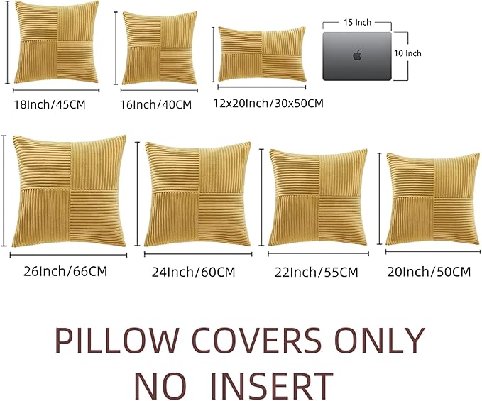 Fancy Homi 2 Packs Mustard Yellow Lumbar Decorative Throw Pillow Covers 12x20 - Image 7