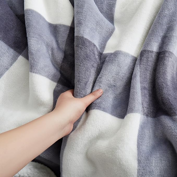 PU MEI Sherpa Blanket Fleece Throw Blanket Twin Plaid Thick Bed Blanket - Image 4
