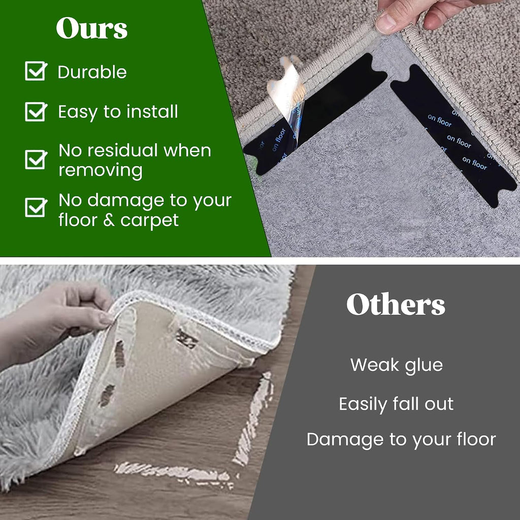 20 Pcs Rug Gripper Pads, Super Adhesive Resuable & Washable Non-Slip Rug Gripper for Hardwood Floors Rug Stoppers, for Marble, Tiled and Vinyl Floors