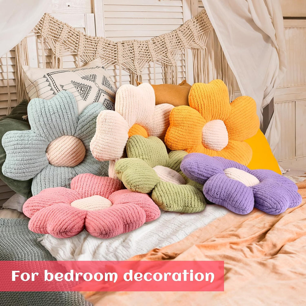 6 Pcs Flower Shaped Pillows, Daisy Floor Throw Pillows, Bright Color