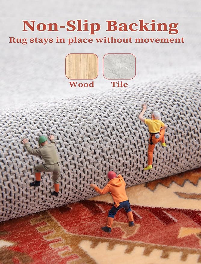 SERISSA Runner Rug for Hallways, Extra Long Boho Rug Ultra Soft Vintage Red - Image 4