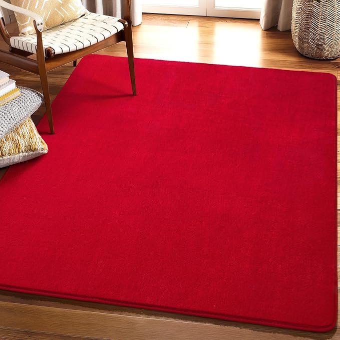 Amearea 5x5 Square Area Rugs for Bedroom Living Room, Modern Red Thickened - Image 8