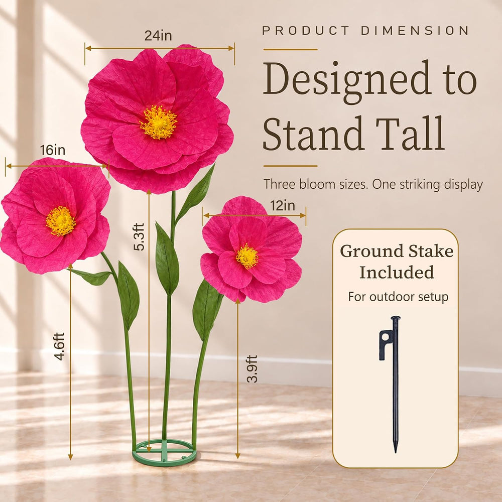 Giant Flowers for Decoration with Stand, Large Paper Artificial Flowers