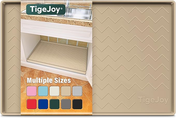 TigeJoy Under Sink Mat 28" x 22", Silicone Mats in Kitchen Bathroom Organizers by TigeJoy