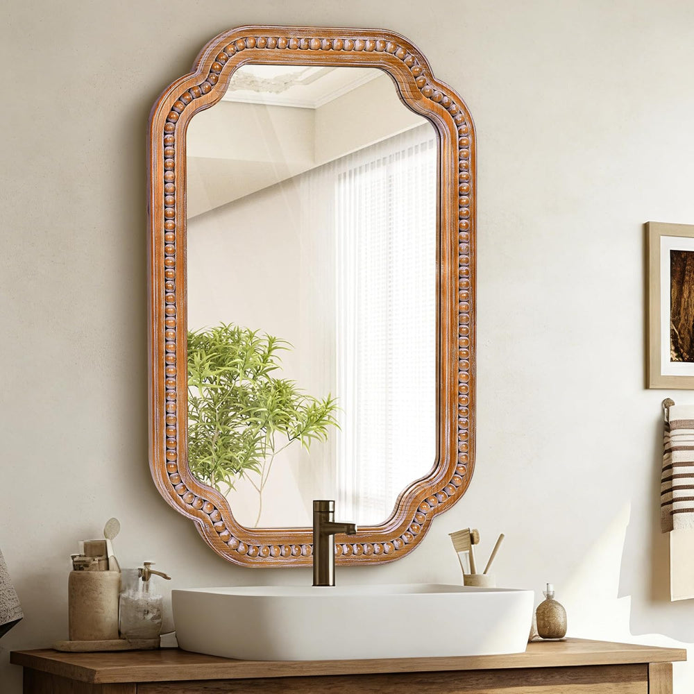 24x36 Inch Farmhouse Beaded Wall Mirror