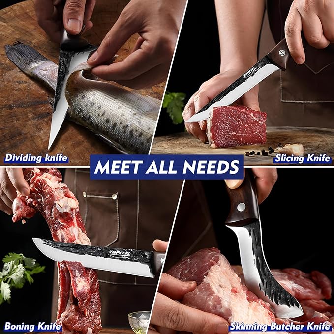 Topfeel 4PCS Hand Forged Butcher Knife Set