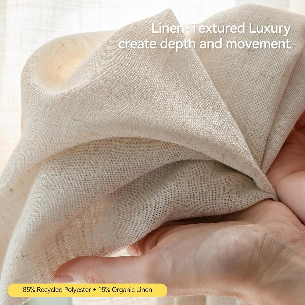 Liz Sheer Pinch Pleated Linen Curtains 90 Inches Long - Light Filtering Pleat...