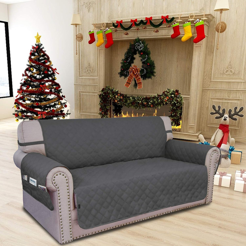 Easy-Going Waterproof Non-Slip Couch Cover, Medium Loveseat, Dark Gray
