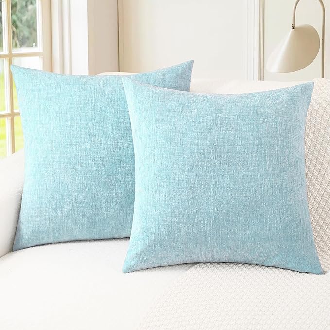 CaliTime Throw Pillow Covers Decorative 22 X 22 Inches Pack of 2 Cozy Chenille by CaliTime