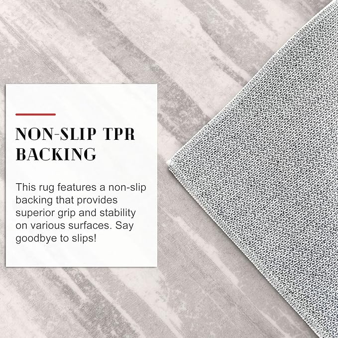 Lansny Modern Abstract Runner Rug 2x5, Neutral Light Beige and Grey Washable - Image 6