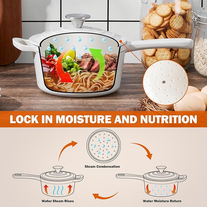 Homikit Small Cast Iron Pot, 1 Quart Enameled Cast Iron Sauce Pan