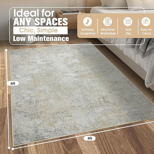 4x6 Area Rugs for Living Room Rug Washable: Abstract Rug for Dining Room - Image 2