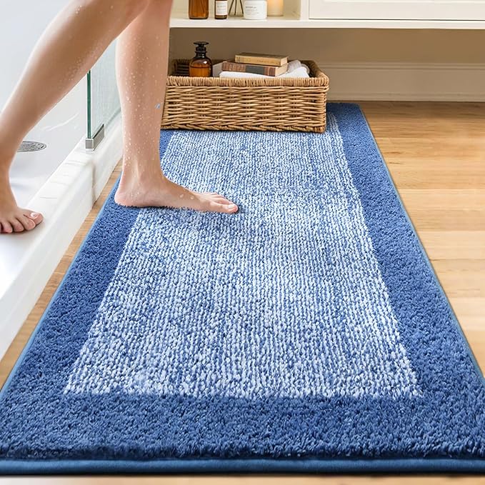 60x24 Long Bathroom Rugs Washable Non Slip, Soft Absorbent Quick Dry Mats - Image 2