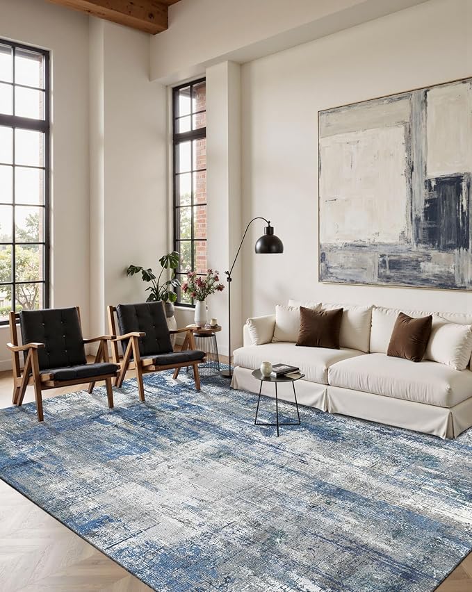 Latte&Fog 6x9 Area Rugs for Living Room Bedroom, Boho Non Slip Low Pile Carpet - Image 4