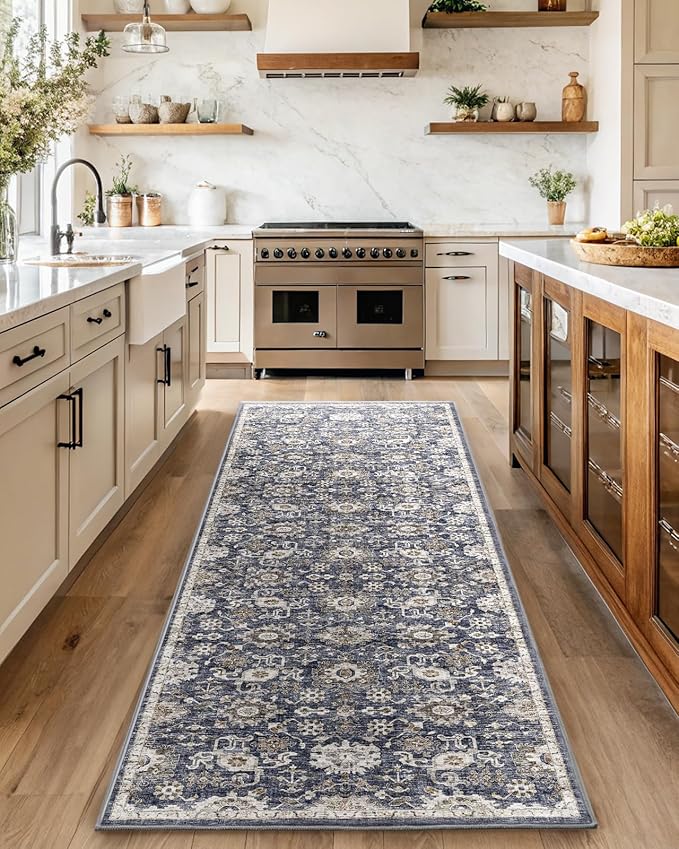 AMADA HOMEFURNISHING 2'6"x8' Washable Area Rug, Low-Profile Entryway Rug - Image 2