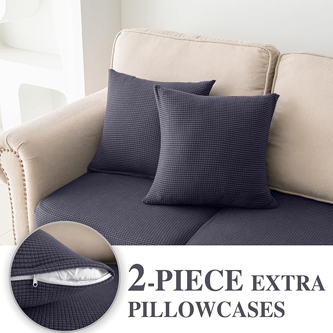 Couch Cushion Covers for Sectional Sofa L Shape Washable Separate Seat Chaise - Image 3
