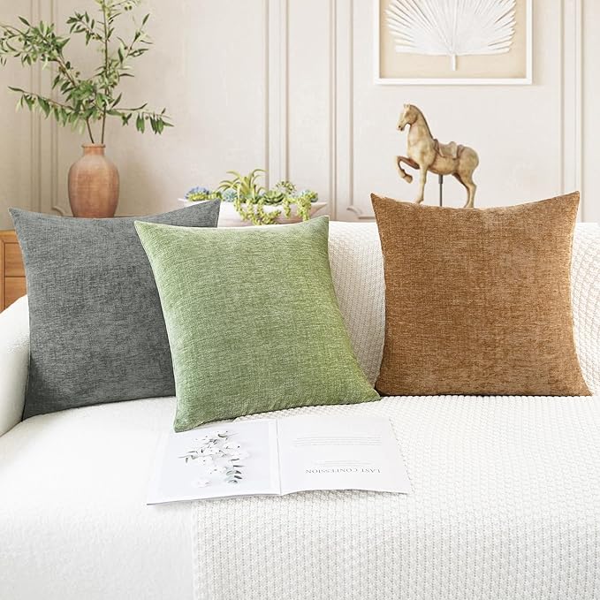 CaliTime Throw Pillow Covers Decorative 24 X 24 Inches Pack of 2 Cozy Chenille - Image 5