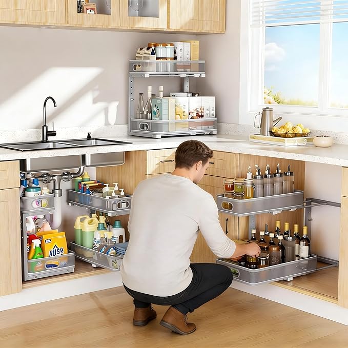 Under Sink Organizer, High Adjustable 2 Tier Under Sink Organizers and Storage - Image 6