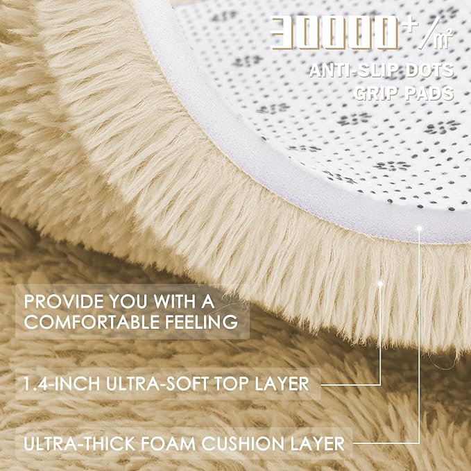 OLANLY Cream Round Rugs for Bedroom - Image 7