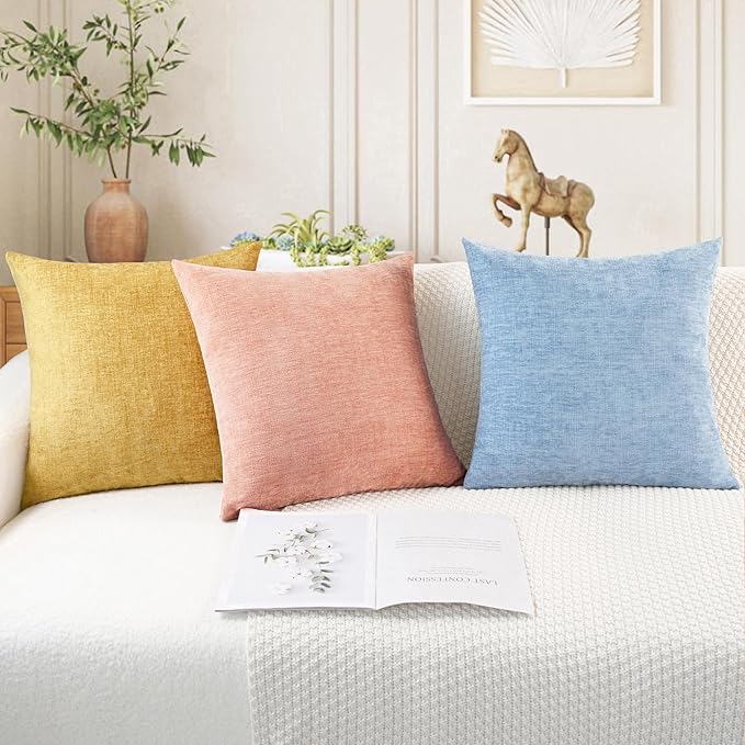 CaliTime Throw Pillow Covers Decorative 18 X 18 Inches Pack of 2 Cozy Chenille - Image 5