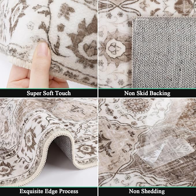 HEBE Hallway Runner Rug 2'x10' Washable Vintage Distressed Area Rugs Non Slip - Image 3