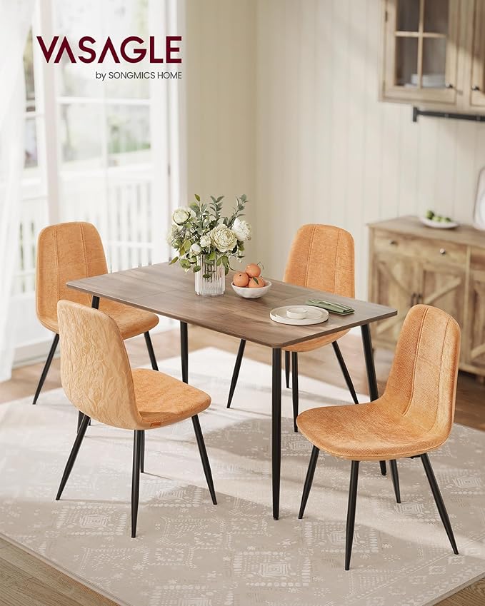 VASAGLE Set of 6 Dining Chairs, Dining Room Kitchen Chairs, Metal Frame, Adju...