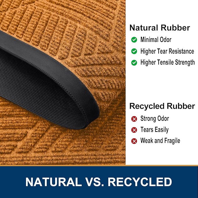 Smiry Front Door Mat Outside Entrance, Heavy Duty Sturdy Natural Rubber Doormat - Image 5