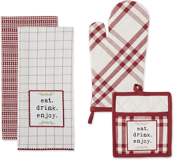 DII Home Sweet Farmhouse Kitchen Collection, Potholder/Oven Mitt/Dishtowel Set - Image 2
