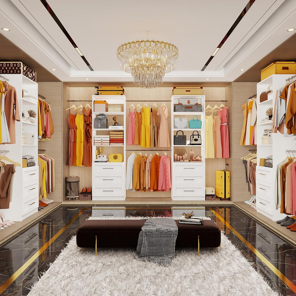 Closet System with 6 Drawers, 5-14FT Custom Closet Organizer System with 8 Ex...